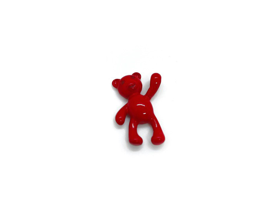 Подвеска Мишка косолапый с красной эмалью размер 18мм