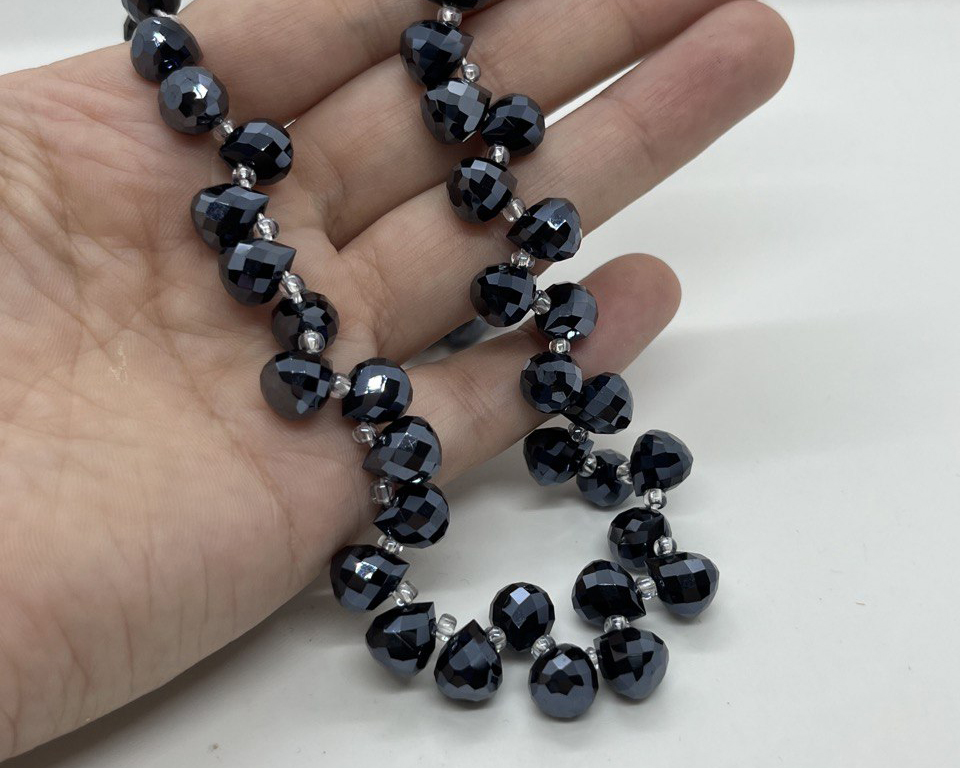 Бусины кристаллические форма бриолет размер 10*8мм цвет темно-синий