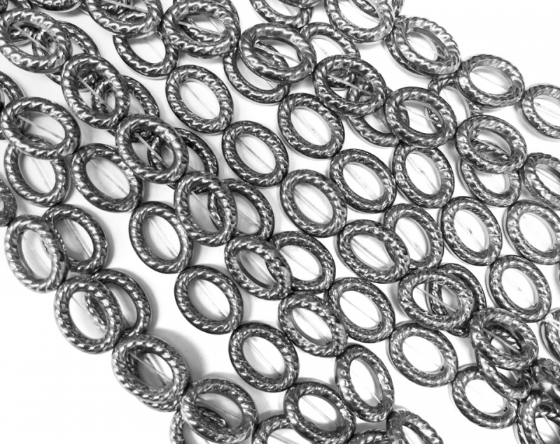 Гематит в форме овала с цвет серебро размер 16*12мм Серебро