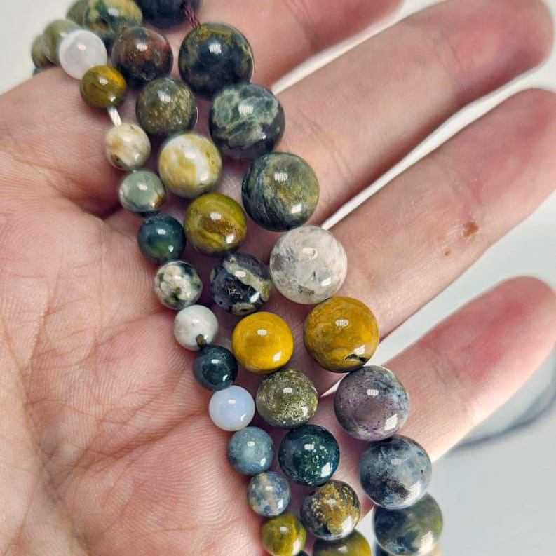 Яшма Океаническая размер 6мм 8мм 10мм натуральный камень